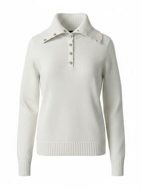 Ralph Lauren White Cotton Convertible snap turtleneck sweater Women’s Large